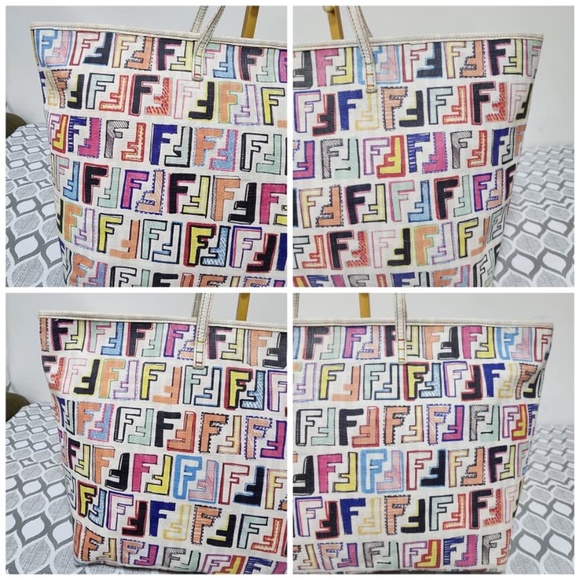 Authentic Fendi Multicolor Zucca Spalmati Roll Tote Bag - Picture 8 of 15